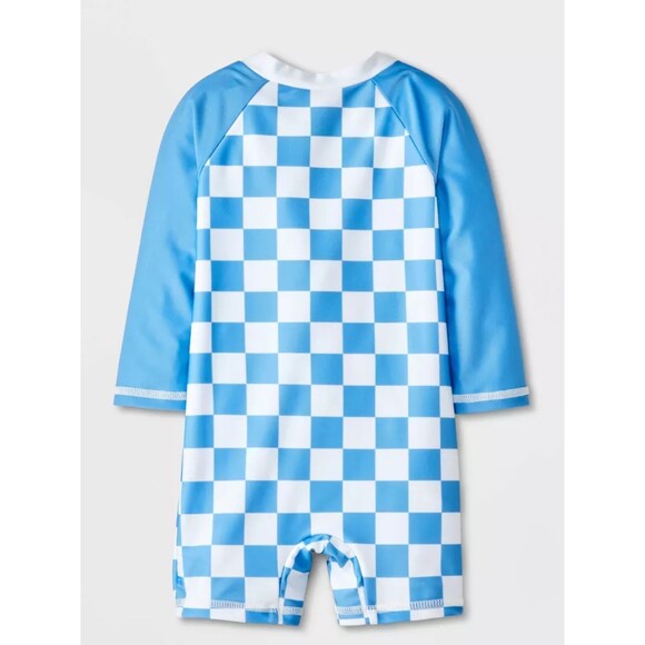 Disney Baby Mickey Mouse Surfing Rash Guard Swimsuit Checkered 3M - Picture 2 of 4